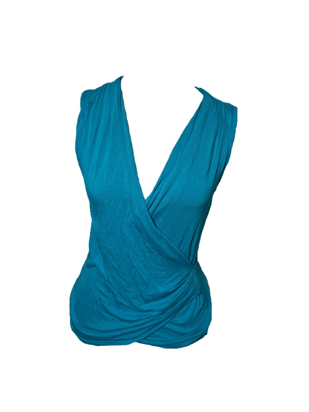 Ann Taylor Teal Sleeveless Surplice Draped Camisole